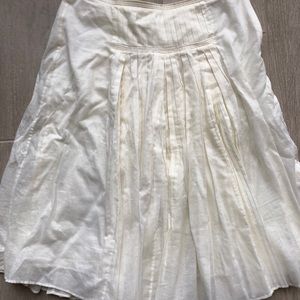 Jcrew Midi Ivory Pleated Skirt Sz 0